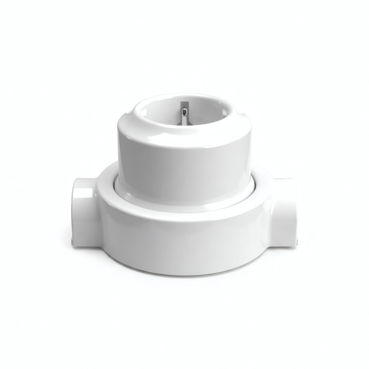 Kit toma de pared y base de porcelana — Schuko 2P+T 16 A / Blanco / 2 salidas en línea