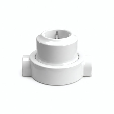 Kit toma de pared y base de porcelana — Schuko 2P+T 16 A / Blanco / 2 salidas en línea