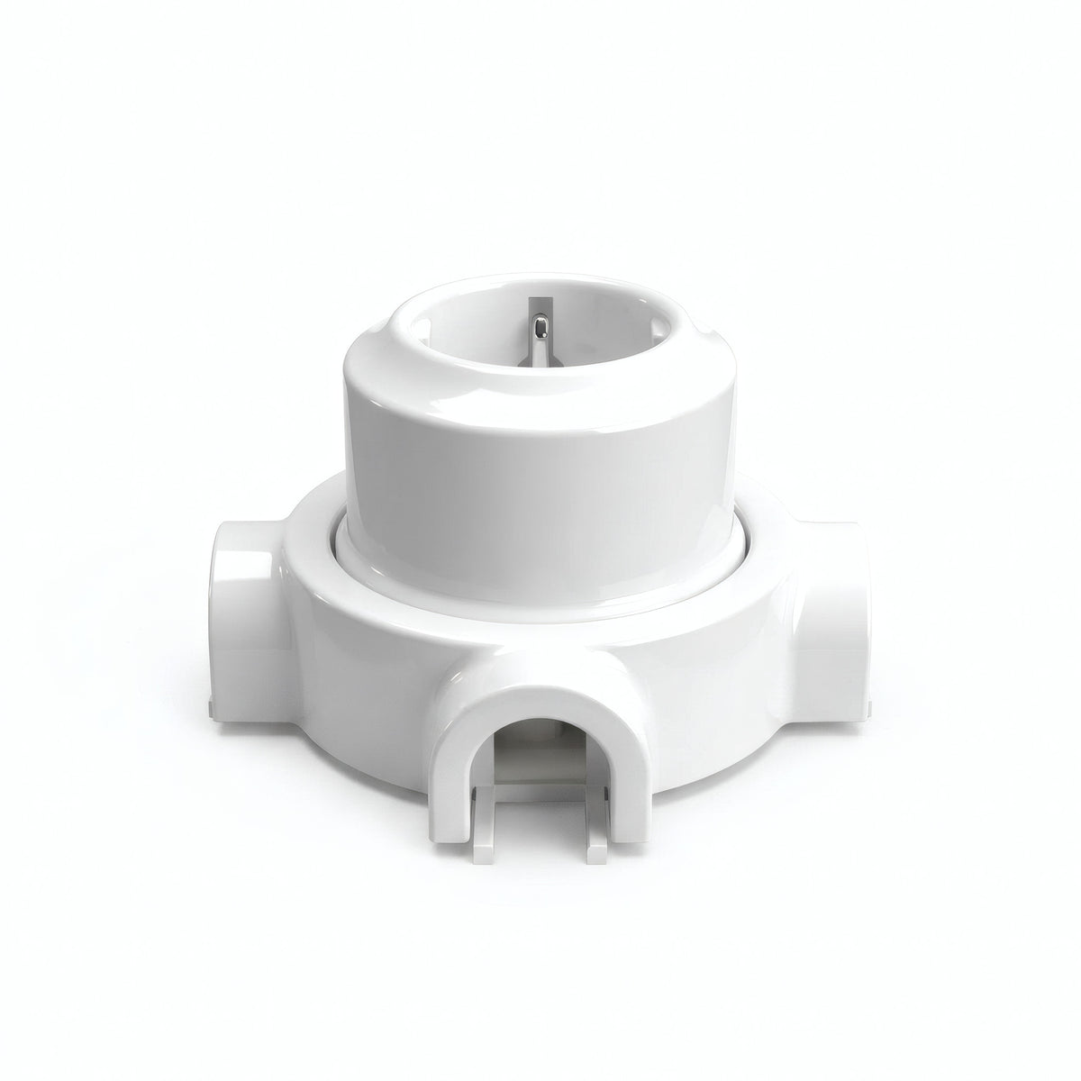 Kit toma de pared y base de porcelana — Schuko 2P+T 16 A / Blanco / 3 salidas