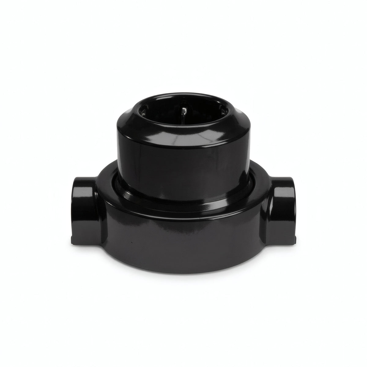 Kit toma de pared y base de porcelana — Schuko 2P+T 16 A / Negro / 2 salidas en línea