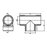 Dibujo técnico acotado: te igual M/M/M de latón (ref. 1131)