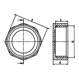 Dibujo técnico acotado: tapón hembra de latón (ref. 1300)