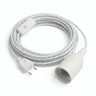 Lámpara colgante de cable textil trenzado, algodón blanco óptico, portalámparas E27