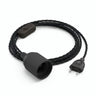 Lámpara colgante de cable textil trenzado, algodón negro carbón, portalámparas E27