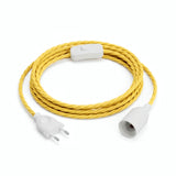 Lámpara colgante de cable textil trenzado, efecto seda amarillo maíz, portalámparas E14