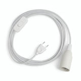 Lámpara colgante de cable textil liso, algodón blanco óptico, portalámparas E14