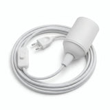 Lámpara colgante de cable textil liso, algodón blanco óptico, portalámparas E27