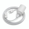 Lámpara colgante de cable textil liso, algodón blanco óptico, portalámparas E27