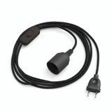 Lámpara colgante de cable textil liso, algodón negro carbón, portalámparas E27, otra vista