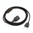 Lámpara colgante de cable textil liso, algodón negro carbón, portalámparas E27
