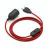 Lámpara colgante de cable textil liso, algodón rojo fuego, portalámparas E27