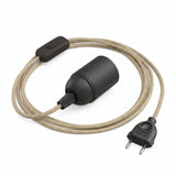 Lámpara colgante de cable textil liso, yute natural, portalámparas E27