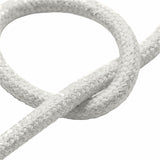 Primer plano del cable textil liso, lino blanco jaspeado