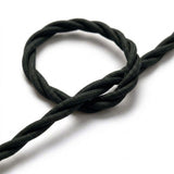 Primer plano del cable textil trenzado negro