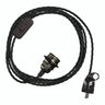 Lámpara colgante de cable textil trenzado, portalámparas de metal en perla negra y enchufe Schuko