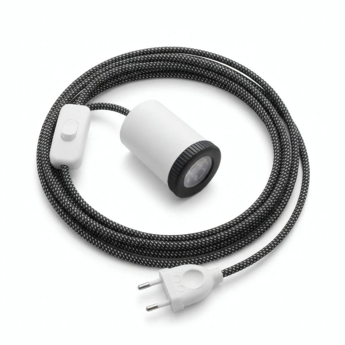 Mini foco GU10 enchufable, acabado blanco mate