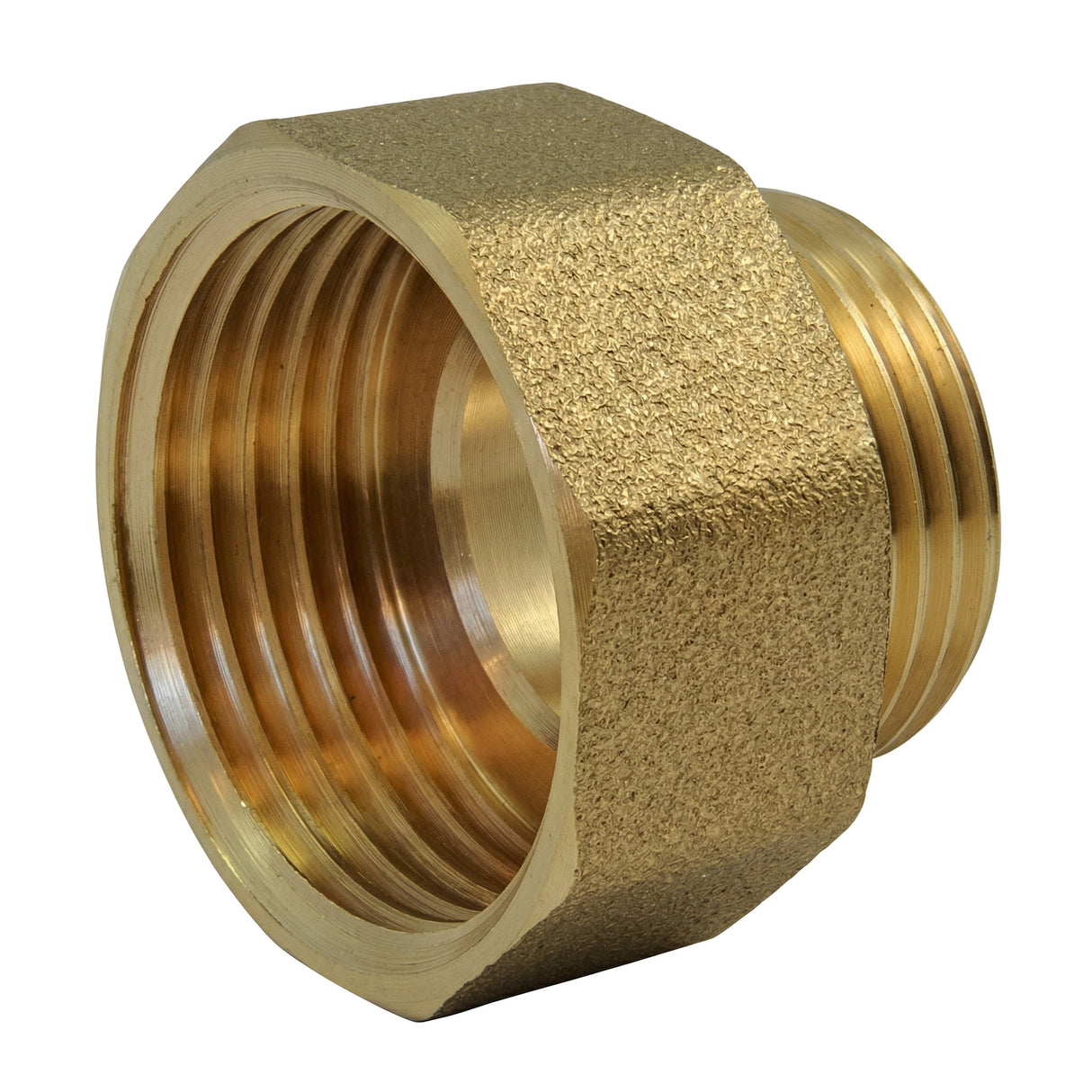 Niple reducida hembra-macho de latón CW617N BSP - vista isométrica 3/4