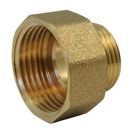 Niple reducida hembra-macho de latón CW617N BSP - vista isométrica 3/4