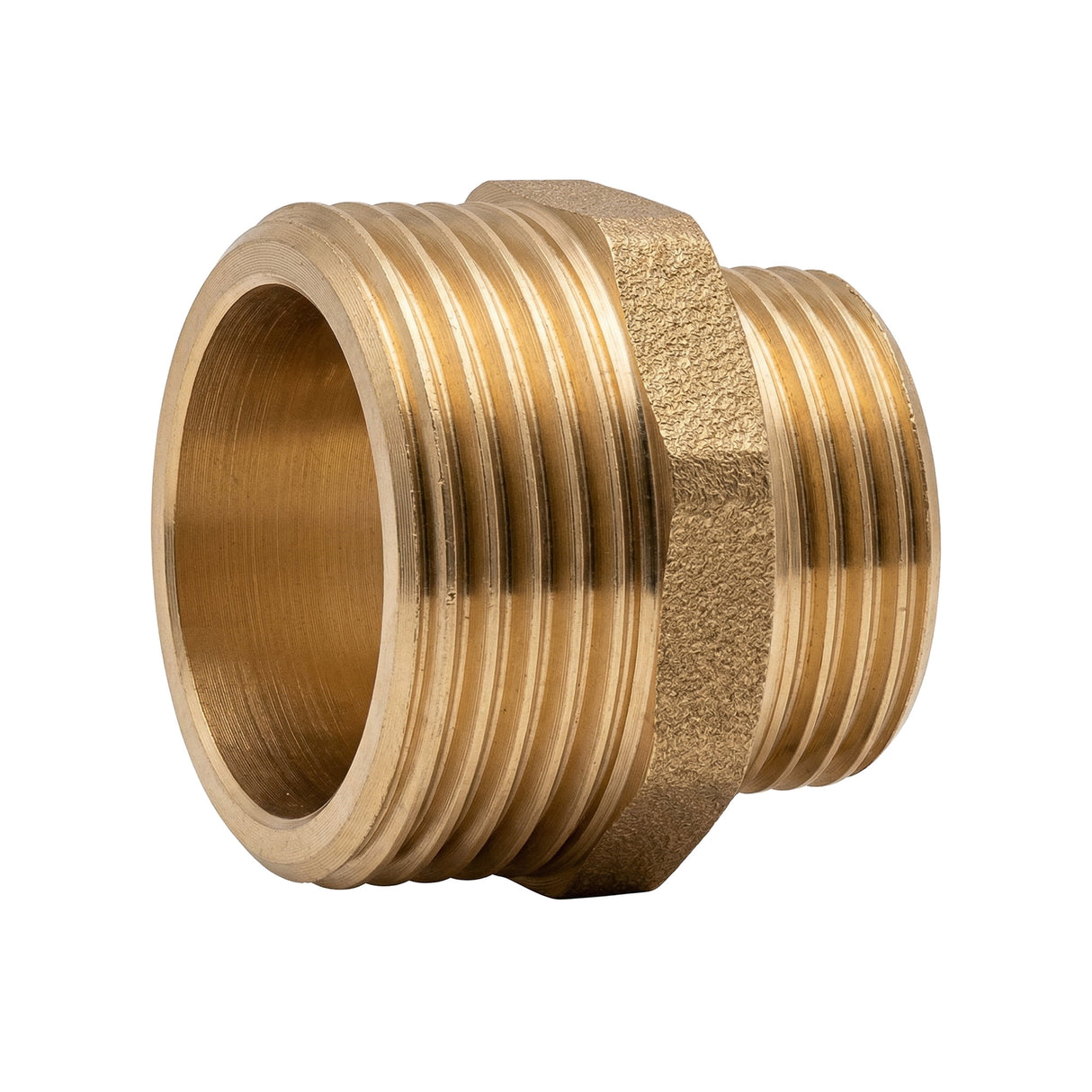 Niple reducido macho-macho de latón CW617N BSP - vista frontal