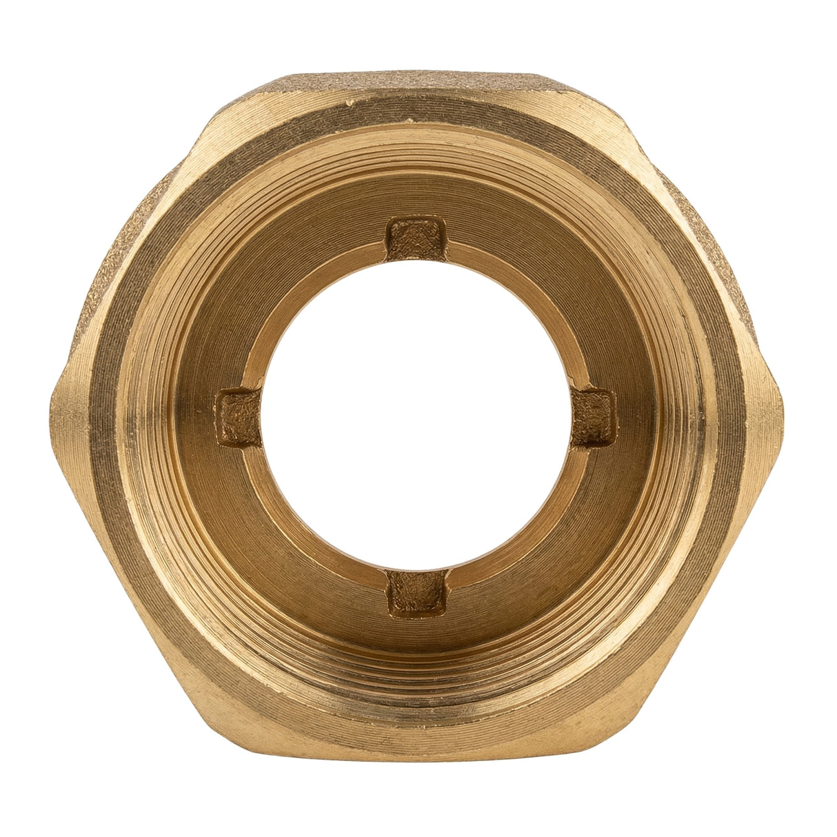 Manguito reducida hembra-hembra de latón CW617N BSP - vista frontal