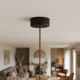 Mini florón cilíndrico de madera, Ø 88 mm — 1 orificio central / Efecto wengué