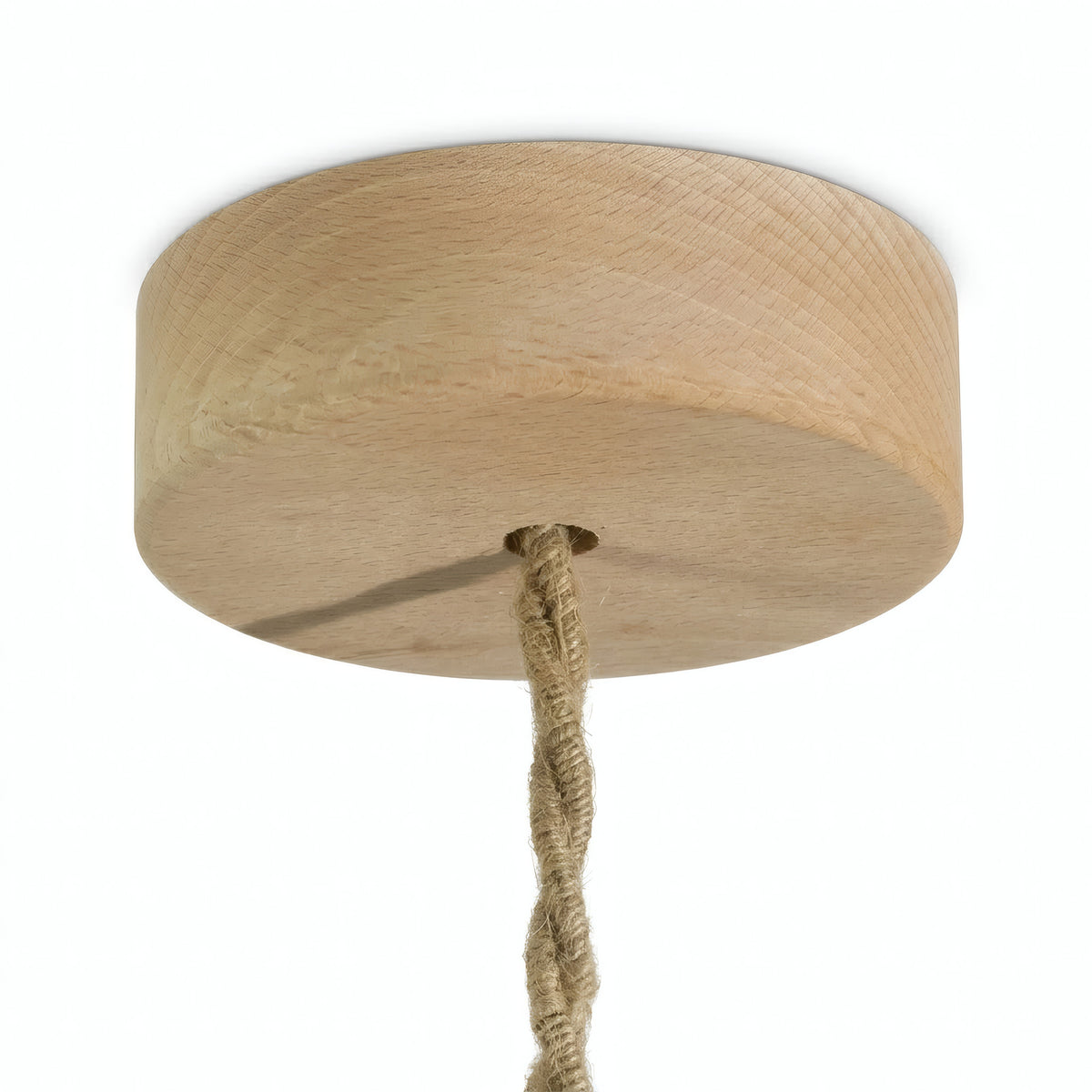 Mini florón cilíndrico de madera, Ø 88 mm — 1 orificio central / Natural