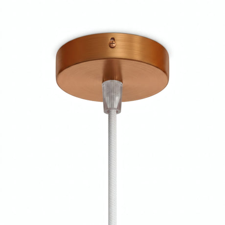 Mini florón cilíndrico de metal, Ø 83 mm — 1 orificio central / Cónico de termoplástico / Cobre satinado
