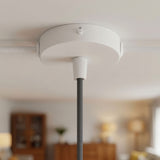 Mini florón cilíndrico de metal, Ø 83 mm — 1 orificio central y 2 laterales / Cónico de termoplástico / Blanco mate
