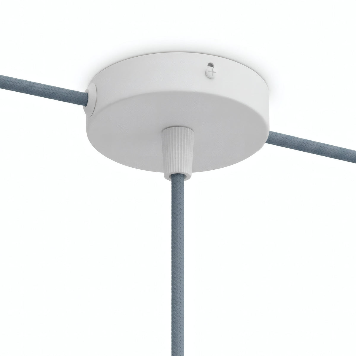 Mini florón cilíndrico de metal, Ø 83 mm — 1 orificio central y 2 laterales / Cónico de termoplástico / Blanco mate