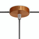 Mini florón cilíndrico de metal, Ø 83 mm — 1 orificio central y 2 laterales / Cónico de termoplástico / Cobre satinado