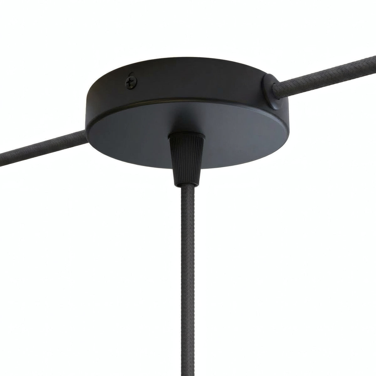 Mini florón cilíndrico de metal, Ø 83 mm — 1 orificio central y 2 laterales / Cónico de termoplástico / Negro