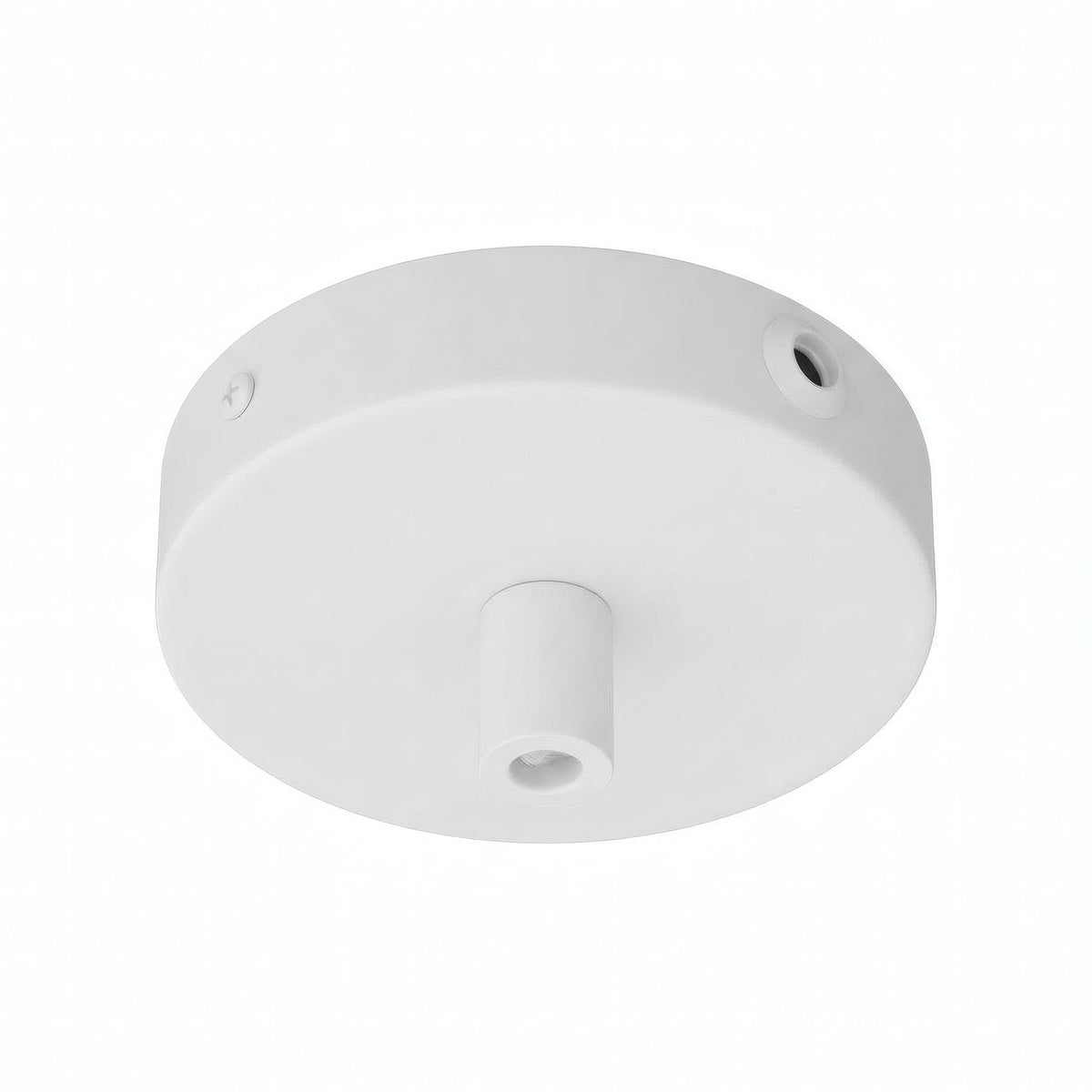 Mini florón cilíndrico de metal, Ø 83 mm — 1 orificio central y 2 laterales / Cilíndrico de metal / Blanco mate