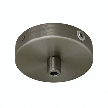 Mini florón cilíndrico de metal, Ø 83 mm — 1 orificio central y 2 laterales / Cilíndrico de metal / Titanio satinado