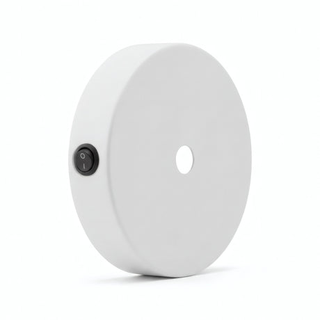 Mini florón cilíndrico de metal con interruptor, Ø 83 mm — Blanco mate