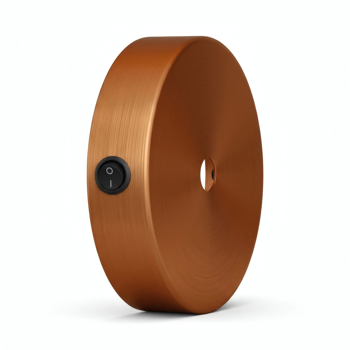Mini florón cilíndrico de metal con interruptor, Ø 83 mm — Cobre satinado