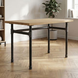 Escritorio industrial con tablero de roble claro sobre estructura en U de hierro fundido y acero Ø 42 mm, ambiente (tablero no incluido)