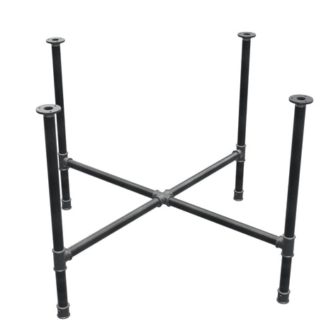 Base de mesa de comedor, patas en cruz, hierro fundido y acero Ø 34 mm, 116 × 116 cm, altura 75 cm