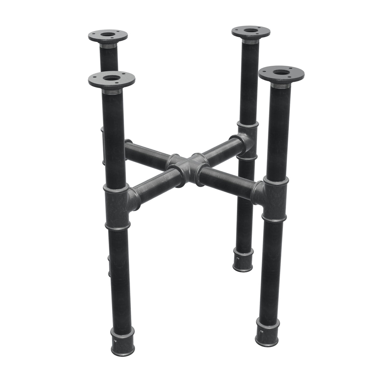 Base de mesa de centro, patas en cruz, hierro fundido y acero Ø 34 mm, 46 × 46 cm, altura 52 cm