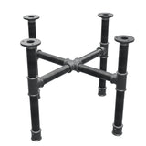 Base de mesa de centro, patas en cruz, hierro fundido y acero Ø 34 mm, 56 × 56 cm, altura 42 cm