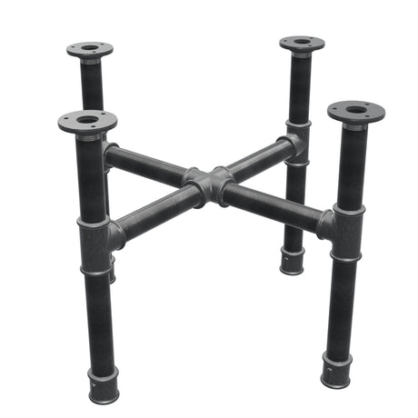 Base de mesa de centro, patas en cruz, hierro fundido y acero Ø 34 mm, 56 × 56 cm, altura 42 cm
