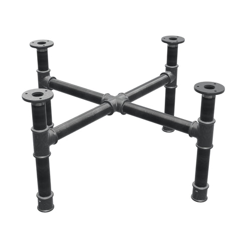 Base de mesa de centro, patas en cruz, hierro fundido y acero Ø 34 mm, 66 × 66 cm, altura 32 cm