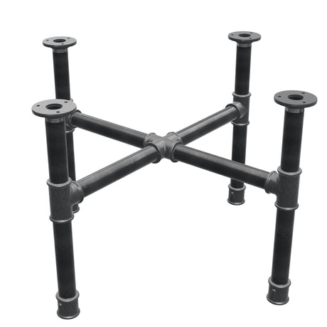 Base de mesa de centro, patas en cruz, hierro fundido y acero Ø 34 mm, 66 × 66 cm, altura 42 cm