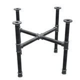 Base de mesa de centro, patas en cruz, hierro fundido y acero Ø 34 mm, 66 × 66 cm, altura 52 cm