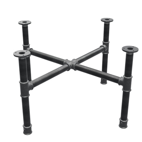 Base de mesa de centro, patas en cruz, hierro fundido y acero Ø 34 mm, 76 × 76 cm, altura 42 cm