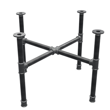 Base de mesa de centro, patas en cruz, hierro fundido y acero Ø 34 mm, 76 × 76 cm, altura 52 cm