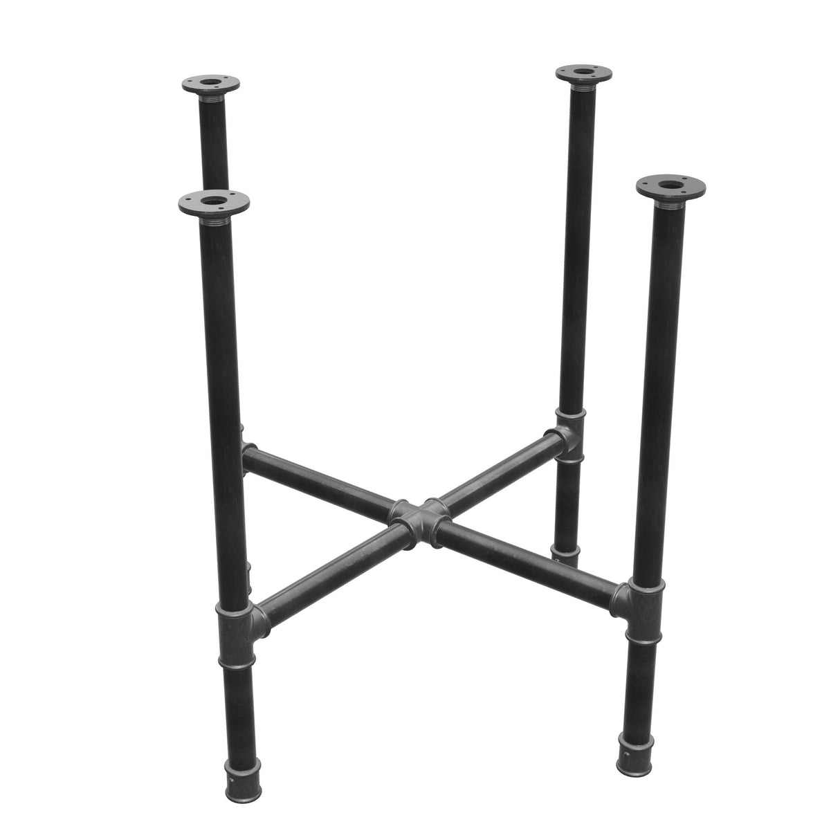 Base de mesa de comedor, patas en cruz, hierro fundido y acero Ø 34 mm, 76 × 76 cm, altura 75 cm