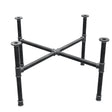 Base de mesa de centro, patas en cruz, hierro fundido y acero Ø 34 mm, 96 × 96 cm, altura 52 cm
