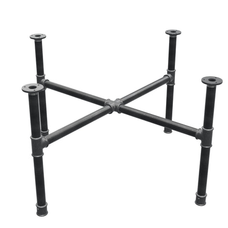Base de mesa de centro, patas en cruz, hierro fundido y acero Ø 34 mm, 96 × 96 cm, altura 52 cm