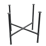 Base de mesa de comedor, patas en cruz, hierro fundido y acero Ø 34 mm, 96 × 96 cm, altura 75 cm