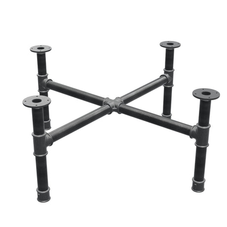 Base de mesa de centro, patas en cruz, hierro fundido y acero Ø 42 mm, 101 × 101 cm, altura 44 cm